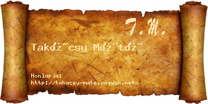 Takácsy Máté névjegykártya